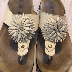 Mephisto white flip flops